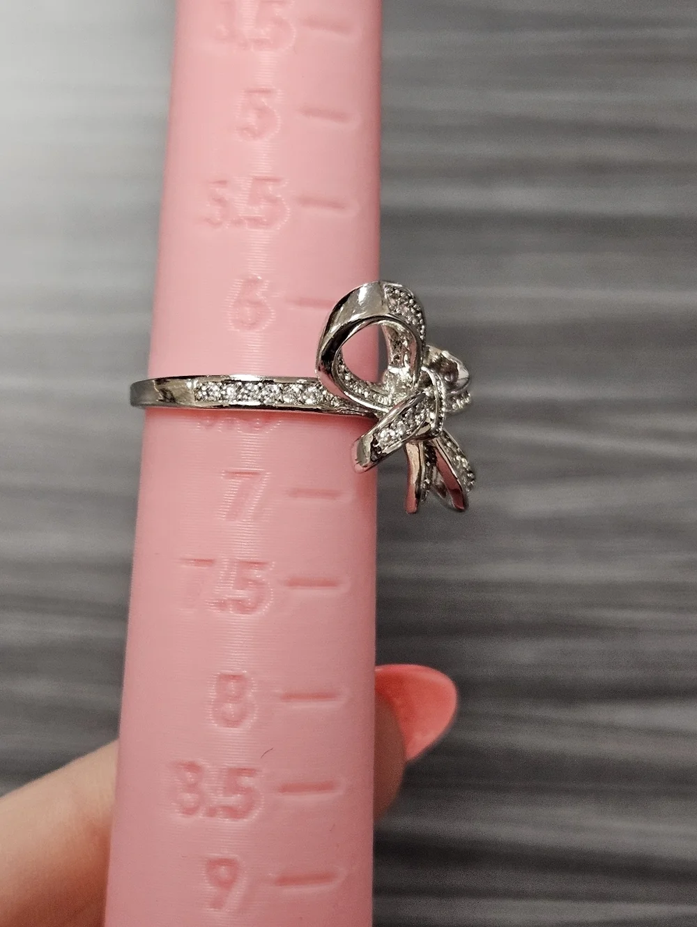NEW Crystalled Bow Silver-Tone Ring Multiple Sizes Available